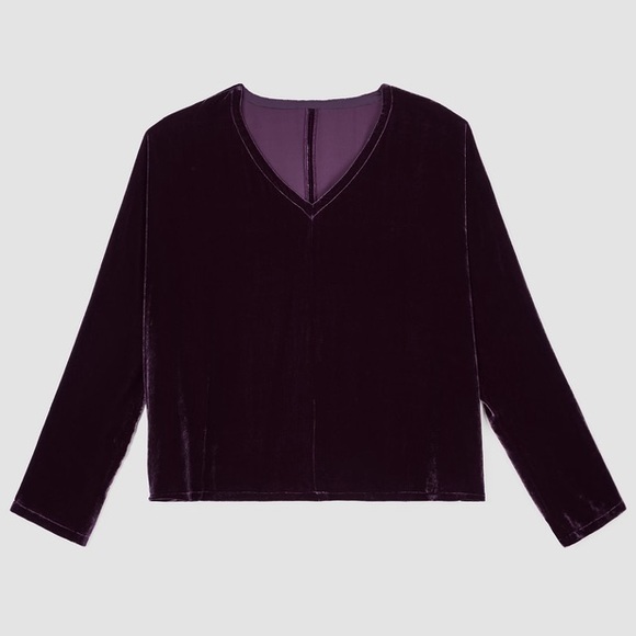 NWT Eileen Fisher
Silk Velvet V- Neck Long
Dolman Sleeve Boxy Top - Picture 5 of 8